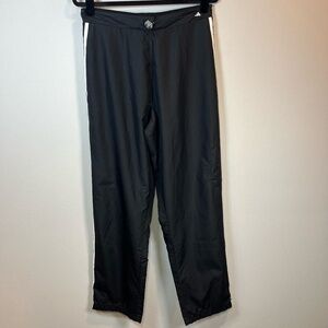 Adidas Vintage Mesh Lined Track Pants Black 3 White Stripes Zip Ankle Women's XL